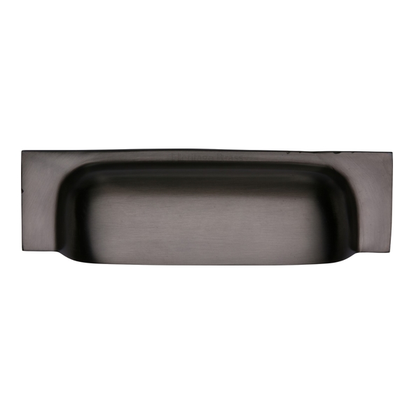 C2766 96-MB • 76/96 c/c x 145x42x22mm • Matt Bronze • Heritage Brass Concealed Fix Square Plate Contemporary Cup Handle